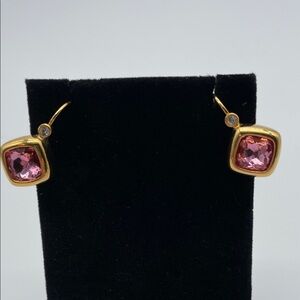 Joan Rivers Gold and Pink Gemstone Earrings